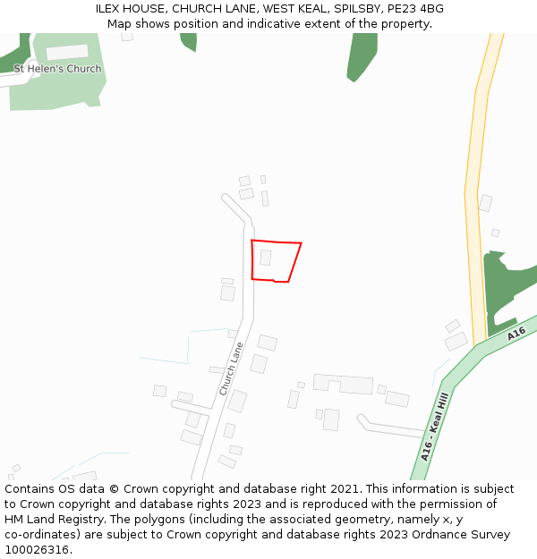 ILEX HOUSE, CHURCH LANE, WEST KEAL, SPILSBY, PE23 4BG: Location map and indicative extent of plot