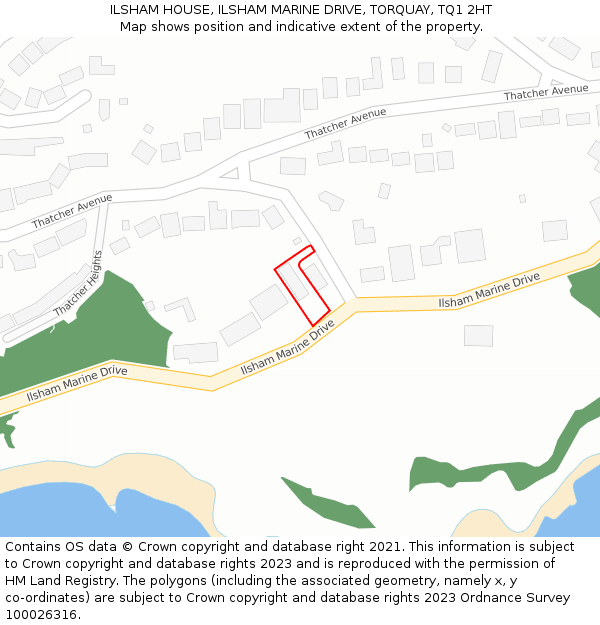 ILSHAM HOUSE, ILSHAM MARINE DRIVE, TORQUAY, TQ1 2HT: Location map and indicative extent of plot