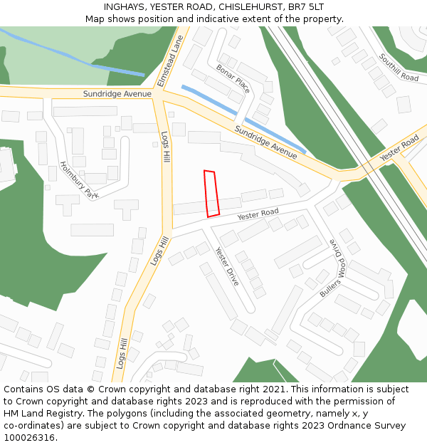 INGHAYS, YESTER ROAD, CHISLEHURST, BR7 5LT: Location map and indicative extent of plot