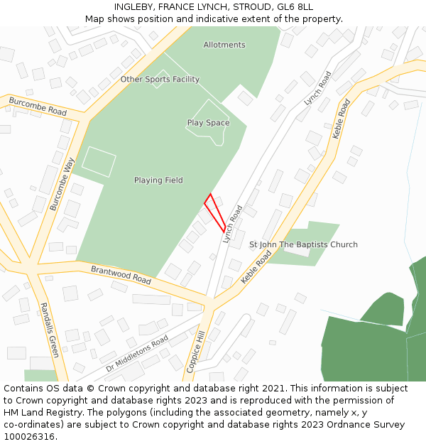 INGLEBY, FRANCE LYNCH, STROUD, GL6 8LL: Location map and indicative extent of plot