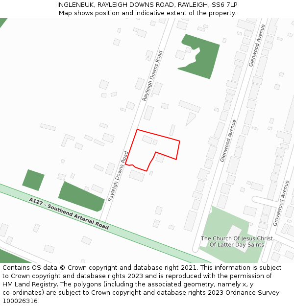 INGLENEUK, RAYLEIGH DOWNS ROAD, RAYLEIGH, SS6 7LP: Location map and indicative extent of plot
