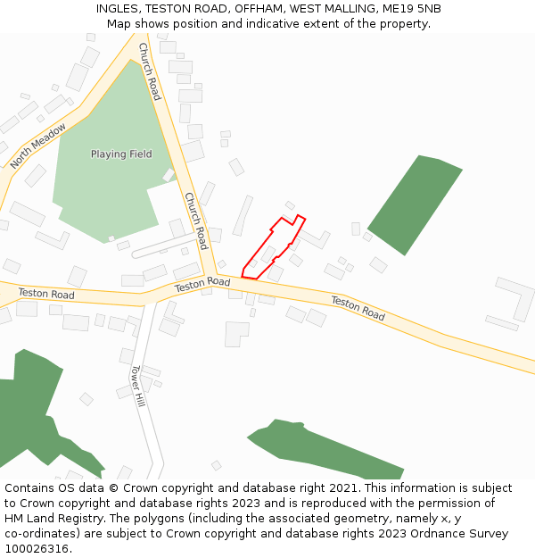 INGLES, TESTON ROAD, OFFHAM, WEST MALLING, ME19 5NB: Location map and indicative extent of plot