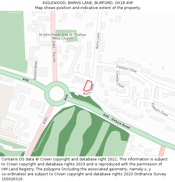 INGLEWOOD, BARNS LANE, BURFORD, OX18 4NF: Location map and indicative extent of plot