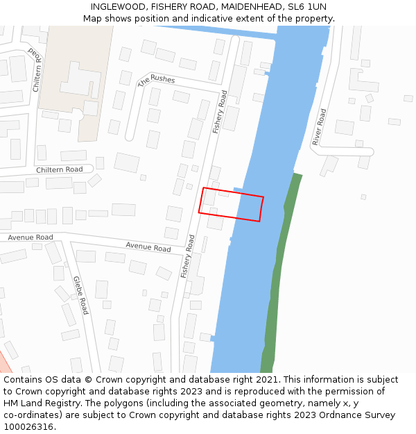 INGLEWOOD, FISHERY ROAD, MAIDENHEAD, SL6 1UN: Location map and indicative extent of plot