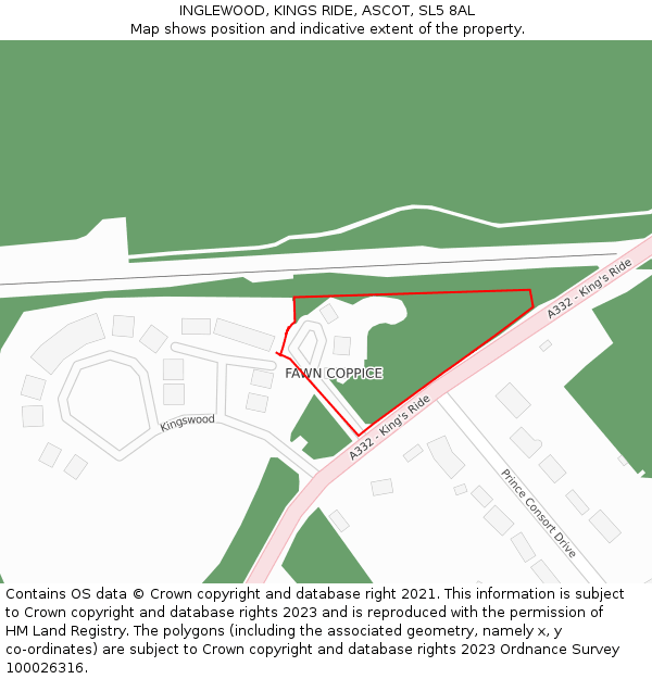 INGLEWOOD, KINGS RIDE, ASCOT, SL5 8AL: Location map and indicative extent of plot