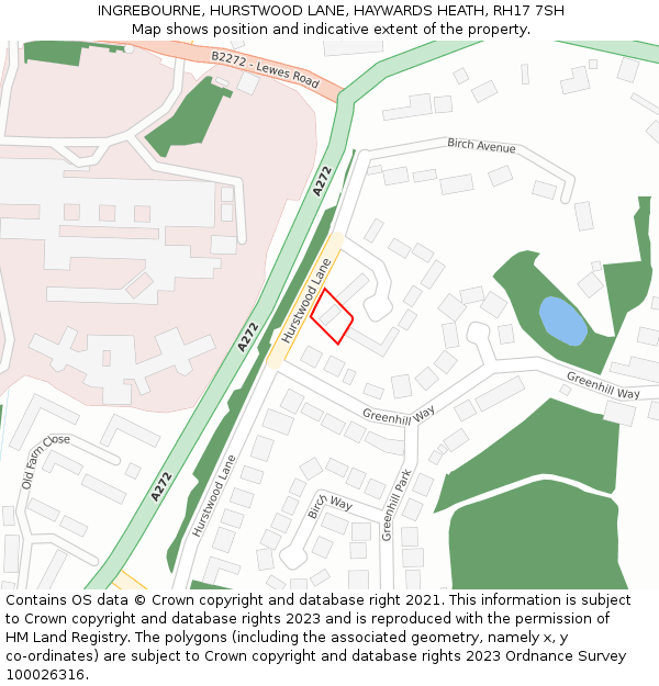 INGREBOURNE, HURSTWOOD LANE, HAYWARDS HEATH, RH17 7SH: Location map and indicative extent of plot