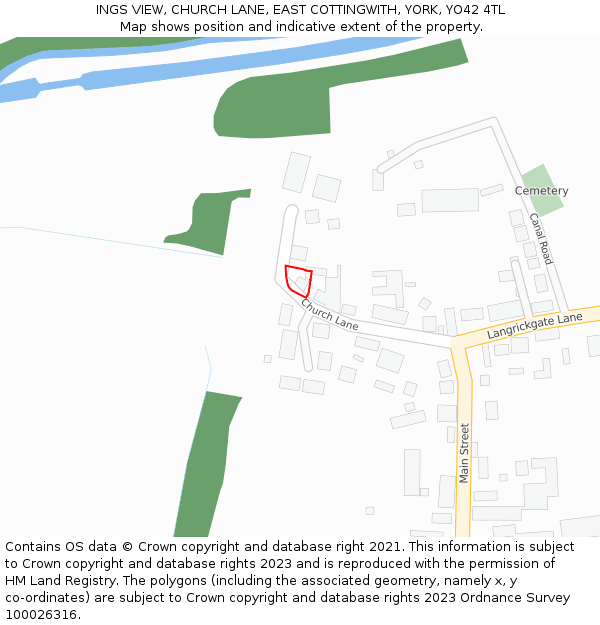 INGS VIEW, CHURCH LANE, EAST COTTINGWITH, YORK, YO42 4TL: Location map and indicative extent of plot