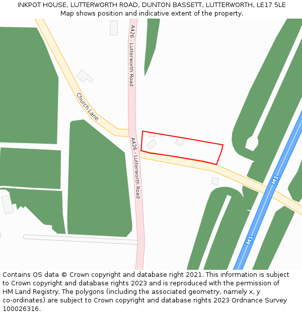 INKPOT HOUSE, LUTTERWORTH ROAD, DUNTON BASSETT, LUTTERWORTH, LE17 5LE: Location map and indicative extent of plot