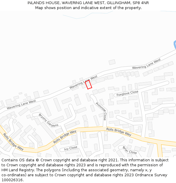 INLANDS HOUSE, WAVERING LANE WEST, GILLINGHAM, SP8 4NR: Location map and indicative extent of plot