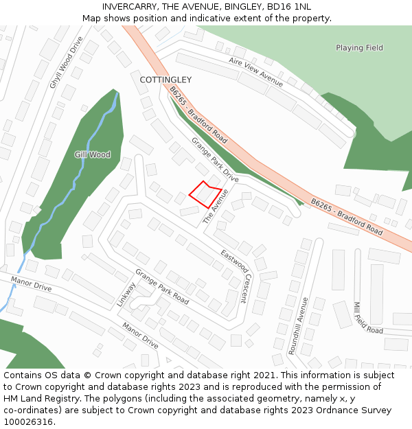 INVERCARRY, THE AVENUE, BINGLEY, BD16 1NL: Location map and indicative extent of plot