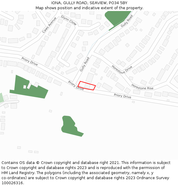 IONA, GULLY ROAD, SEAVIEW, PO34 5BY: Location map and indicative extent of plot