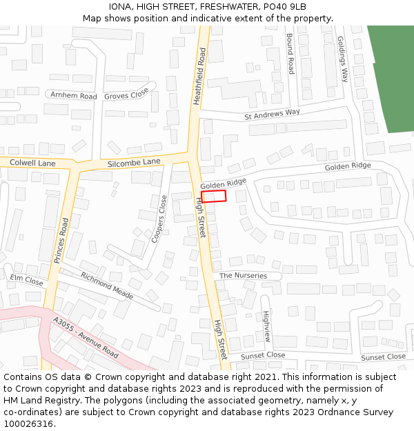 IONA, HIGH STREET, FRESHWATER, PO40 9LB: Location map and indicative extent of plot