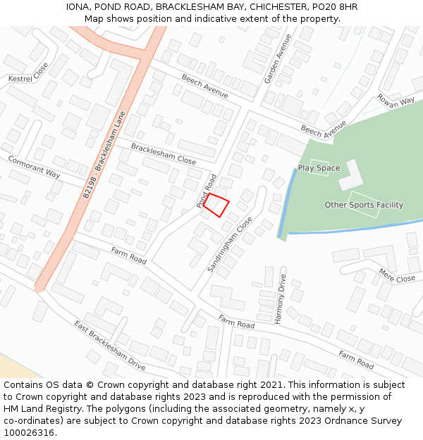 IONA, POND ROAD, BRACKLESHAM BAY, CHICHESTER, PO20 8HR: Location map and indicative extent of plot