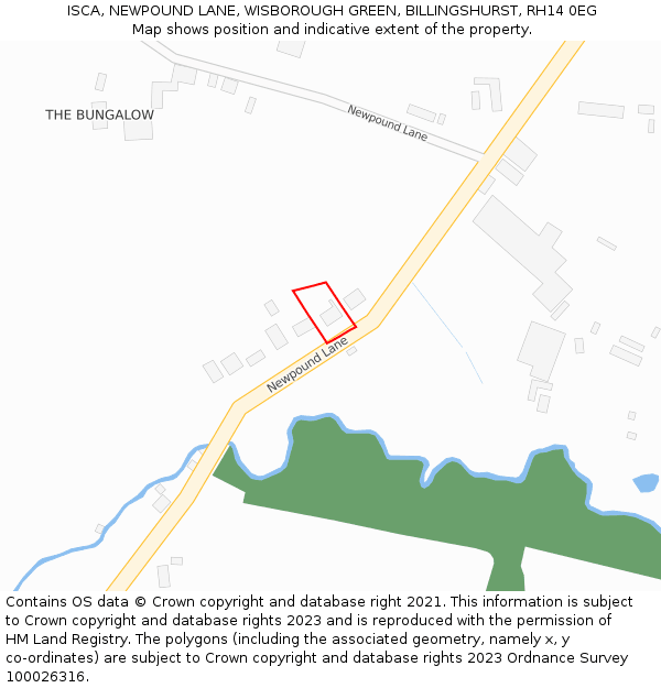 ISCA, NEWPOUND LANE, WISBOROUGH GREEN, BILLINGSHURST, RH14 0EG: Location map and indicative extent of plot