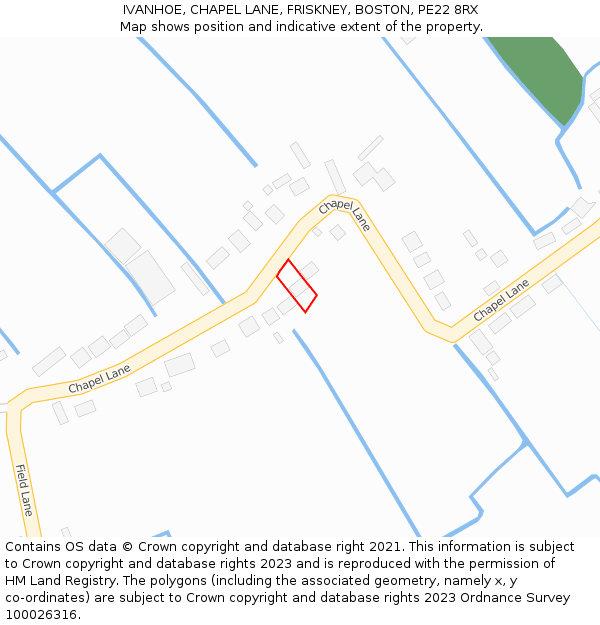 IVANHOE, CHAPEL LANE, FRISKNEY, BOSTON, PE22 8RX: Location map and indicative extent of plot