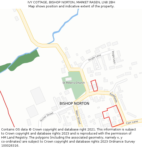 IVY COTTAGE, BISHOP NORTON, MARKET RASEN, LN8 2BH: Location map and indicative extent of plot