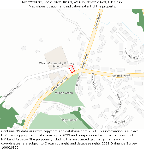 IVY COTTAGE, LONG BARN ROAD, WEALD, SEVENOAKS, TN14 6PX: Location map and indicative extent of plot