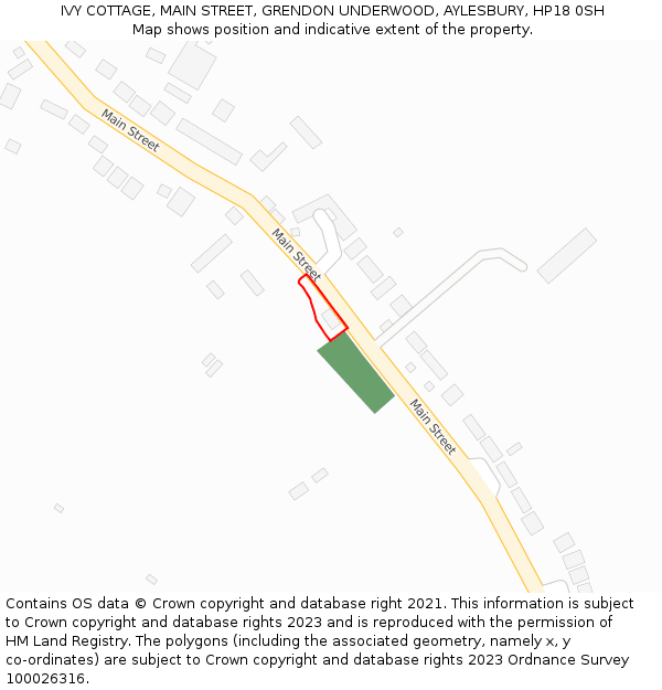 IVY COTTAGE, MAIN STREET, GRENDON UNDERWOOD, AYLESBURY, HP18 0SH: Location map and indicative extent of plot