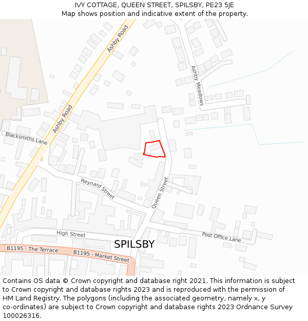 IVY COTTAGE, QUEEN STREET, SPILSBY, PE23 5JE: Location map and indicative extent of plot
