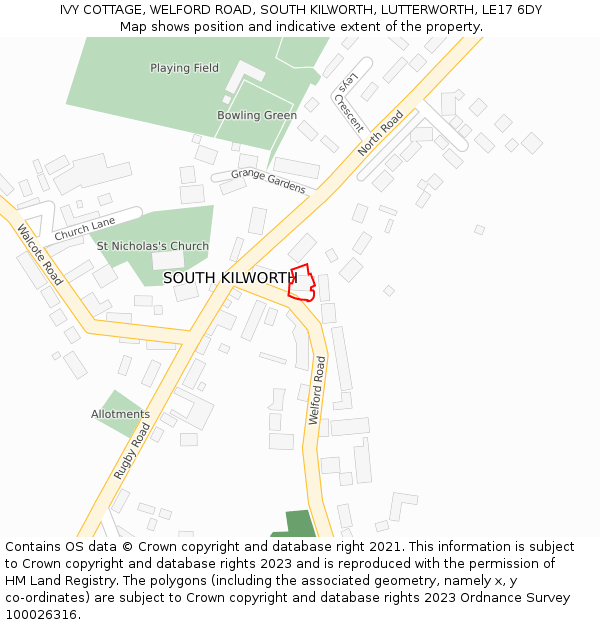 IVY COTTAGE, WELFORD ROAD, SOUTH KILWORTH, LUTTERWORTH, LE17 6DY: Location map and indicative extent of plot
