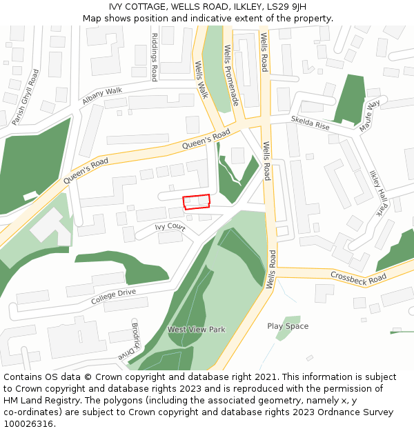 IVY COTTAGE, WELLS ROAD, ILKLEY, LS29 9JH: Location map and indicative extent of plot