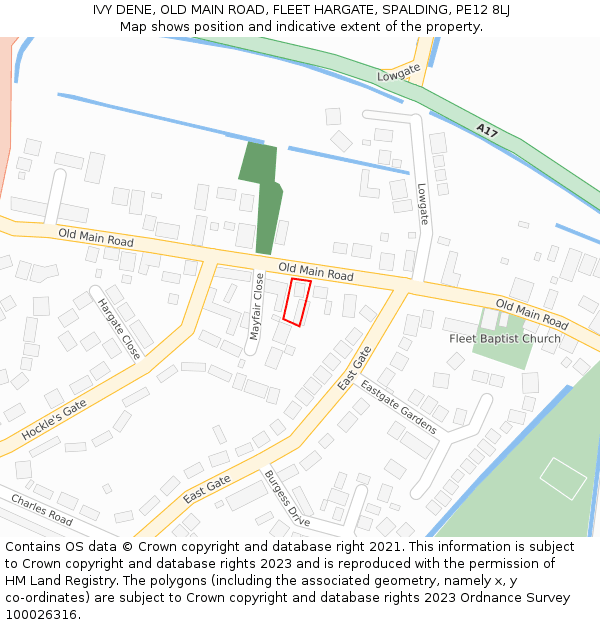 IVY DENE, OLD MAIN ROAD, FLEET HARGATE, SPALDING, PE12 8LJ: Location map and indicative extent of plot