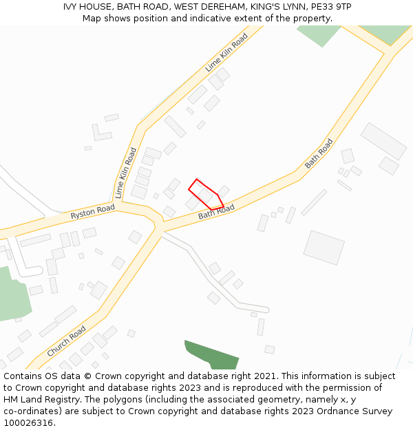 IVY HOUSE, BATH ROAD, WEST DEREHAM, KING'S LYNN, PE33 9TP: Location map and indicative extent of plot