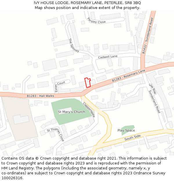 IVY HOUSE LODGE, ROSEMARY LANE, PETERLEE, SR8 3BQ: Location map and indicative extent of plot