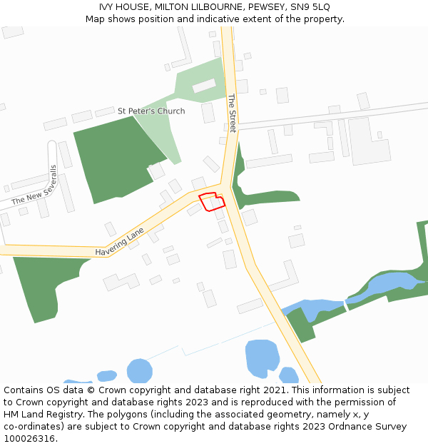 IVY HOUSE, MILTON LILBOURNE, PEWSEY, SN9 5LQ: Location map and indicative extent of plot