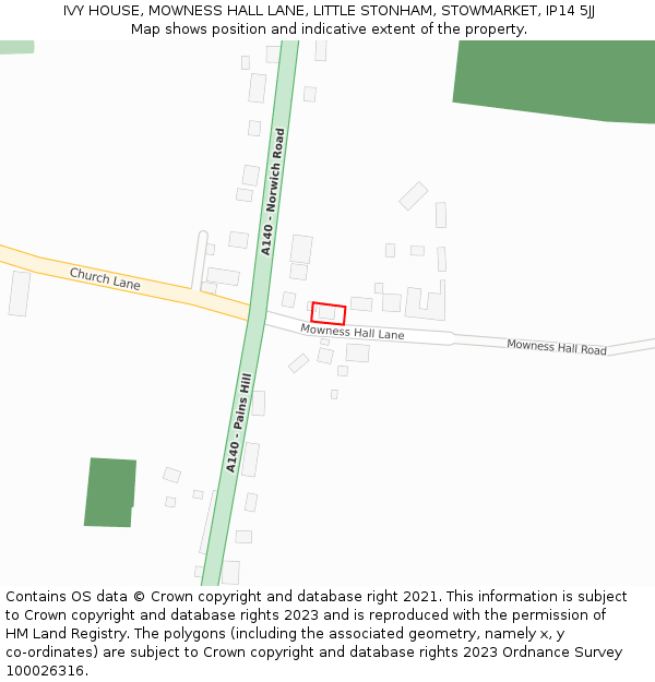 IVY HOUSE, MOWNESS HALL LANE, LITTLE STONHAM, STOWMARKET, IP14 5JJ: Location map and indicative extent of plot