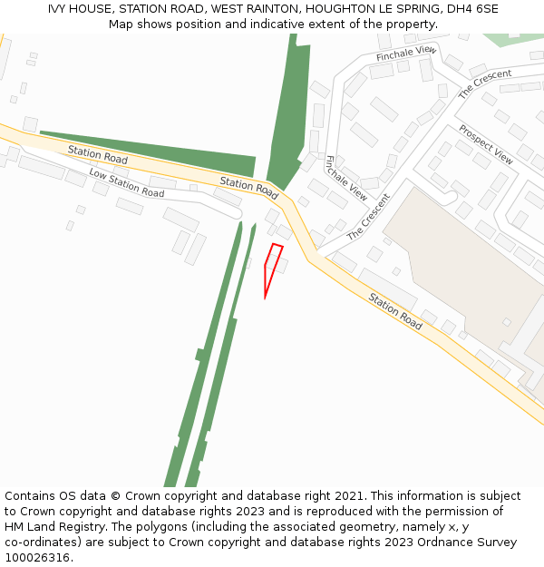 IVY HOUSE, STATION ROAD, WEST RAINTON, HOUGHTON LE SPRING, DH4 6SE: Location map and indicative extent of plot