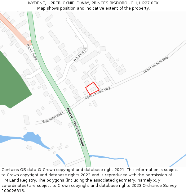 IVYDENE, UPPER ICKNIELD WAY, PRINCES RISBOROUGH, HP27 0EX: Location map and indicative extent of plot