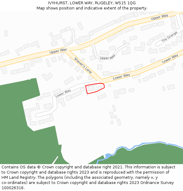 IVYHURST, LOWER WAY, RUGELEY, WS15 1QG: Location map and indicative extent of plot