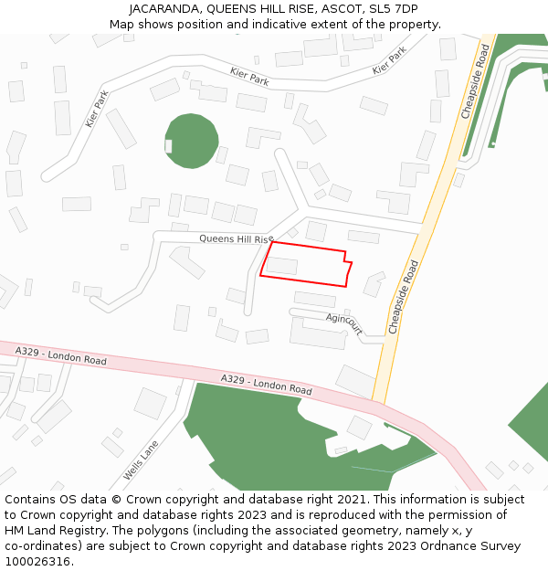 JACARANDA, QUEENS HILL RISE, ASCOT, SL5 7DP: Location map and indicative extent of plot