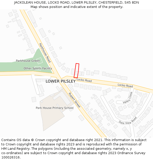 JACKOLEAN HOUSE, LOCKO ROAD, LOWER PILSLEY, CHESTERFIELD, S45 8DN: Location map and indicative extent of plot