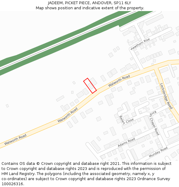 JADEEM, PICKET PIECE, ANDOVER, SP11 6LY: Location map and indicative extent of plot