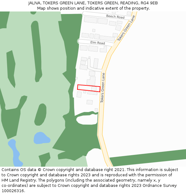 JALNA, TOKERS GREEN LANE, TOKERS GREEN, READING, RG4 9EB: Location map and indicative extent of plot