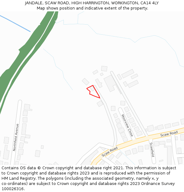 JANDALE, SCAW ROAD, HIGH HARRINGTON, WORKINGTON, CA14 4LY: Location map and indicative extent of plot