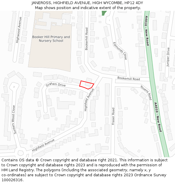 JANEROSS, HIGHFIELD AVENUE, HIGH WYCOMBE, HP12 4DY: Location map and indicative extent of plot