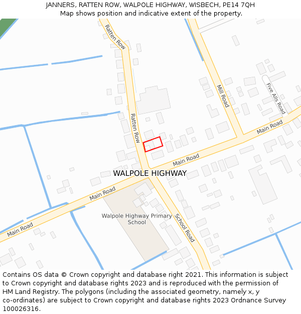 JANNERS, RATTEN ROW, WALPOLE HIGHWAY, WISBECH, PE14 7QH: Location map and indicative extent of plot