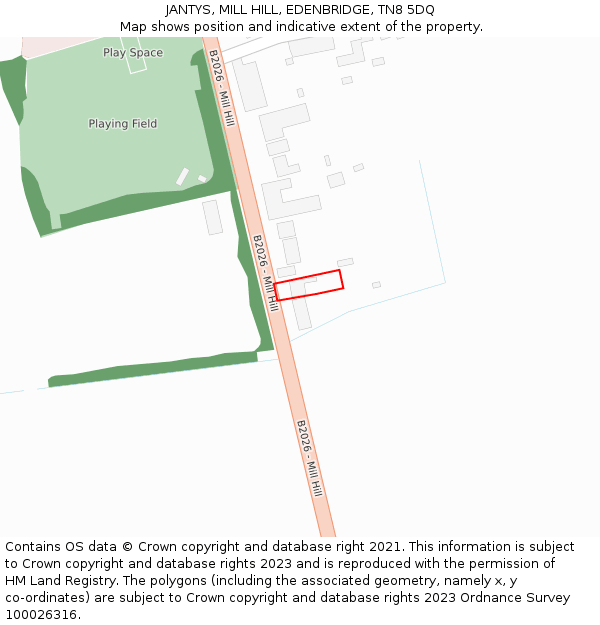 JANTYS, MILL HILL, EDENBRIDGE, TN8 5DQ: Location map and indicative extent of plot