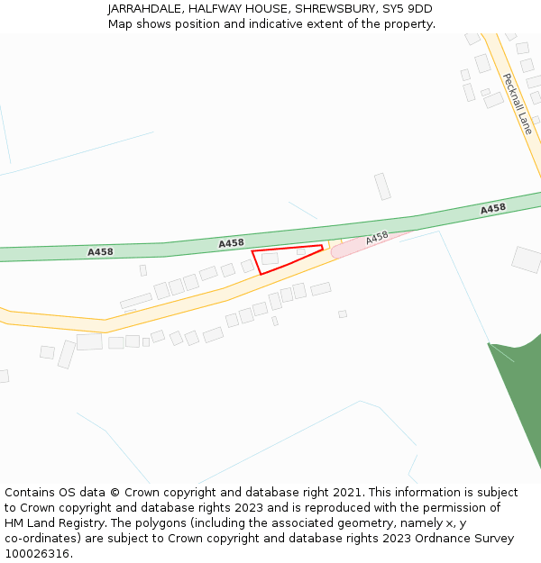 JARRAHDALE, HALFWAY HOUSE, SHREWSBURY, SY5 9DD: Location map and indicative extent of plot