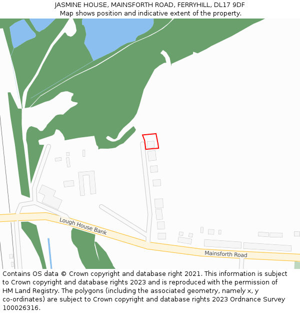 JASMINE HOUSE, MAINSFORTH ROAD, FERRYHILL, DL17 9DF: Location map and indicative extent of plot