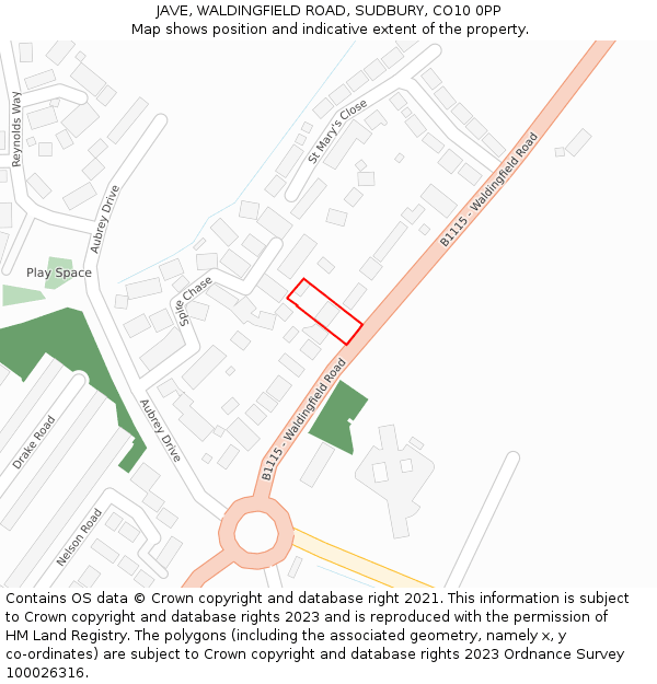 JAVE, WALDINGFIELD ROAD, SUDBURY, CO10 0PP: Location map and indicative extent of plot