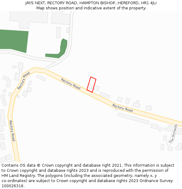 JAYS NEXT, RECTORY ROAD, HAMPTON BISHOP, HEREFORD, HR1 4JU: Location map and indicative extent of plot