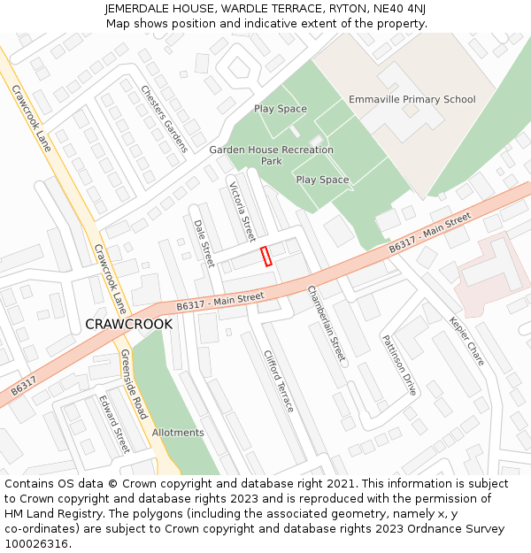 JEMERDALE HOUSE, WARDLE TERRACE, RYTON, NE40 4NJ: Location map and indicative extent of plot