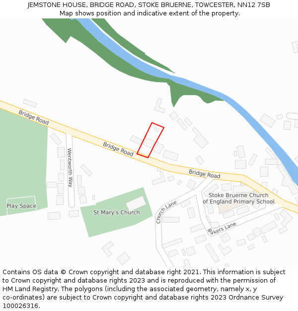 JEMSTONE HOUSE, BRIDGE ROAD, STOKE BRUERNE, TOWCESTER, NN12 7SB: Location map and indicative extent of plot
