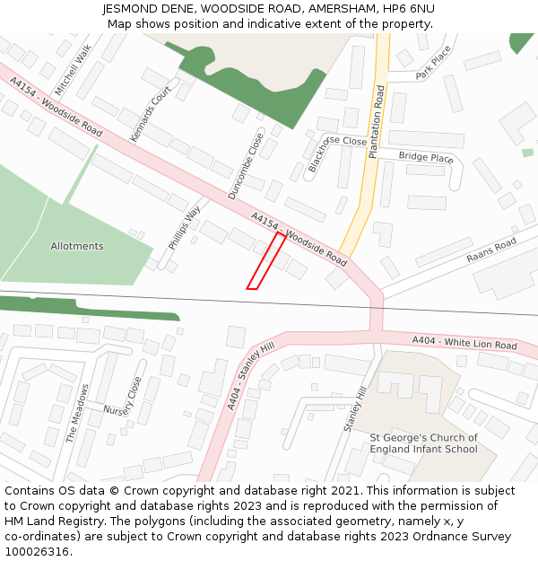 JESMOND DENE, WOODSIDE ROAD, AMERSHAM, HP6 6NU: Location map and indicative extent of plot