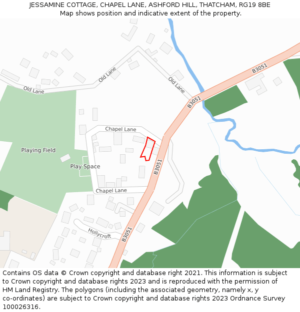 JESSAMINE COTTAGE, CHAPEL LANE, ASHFORD HILL, THATCHAM, RG19 8BE: Location map and indicative extent of plot