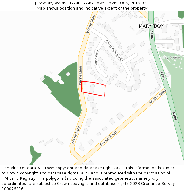 JESSAMY, WARNE LANE, MARY TAVY, TAVISTOCK, PL19 9PH: Location map and indicative extent of plot